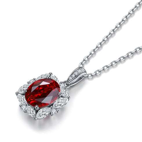 S925 Silver Cultivated Ruby Necklace W (JRURN050Y)