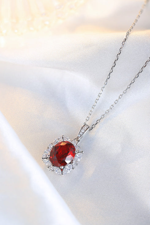 S925 Silver Cultivated Ruby Necklace W (JRURN050Y)
