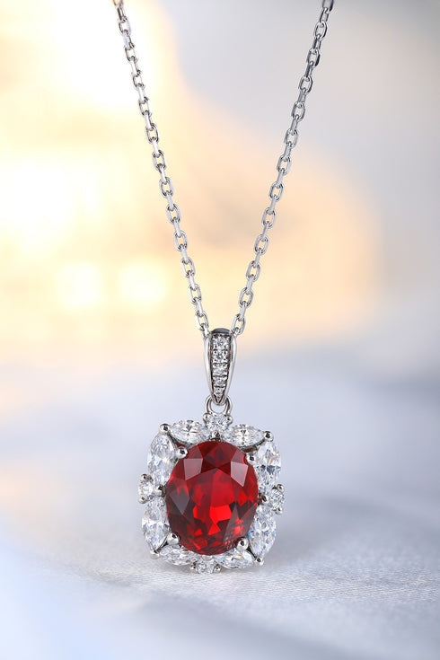 S925 Silver Cultivated Ruby Necklace W (JRURN050Y)