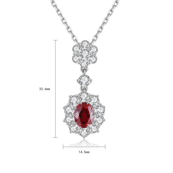 S925 Silver Cultivated Ruby Necklace W (JRURN017Y)