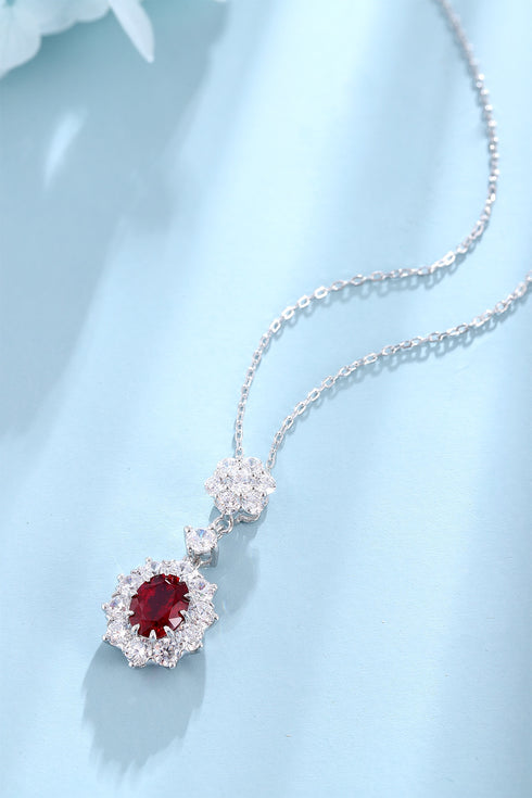 S925 Silver Cultivated Ruby Necklace W (JRURN017Y)