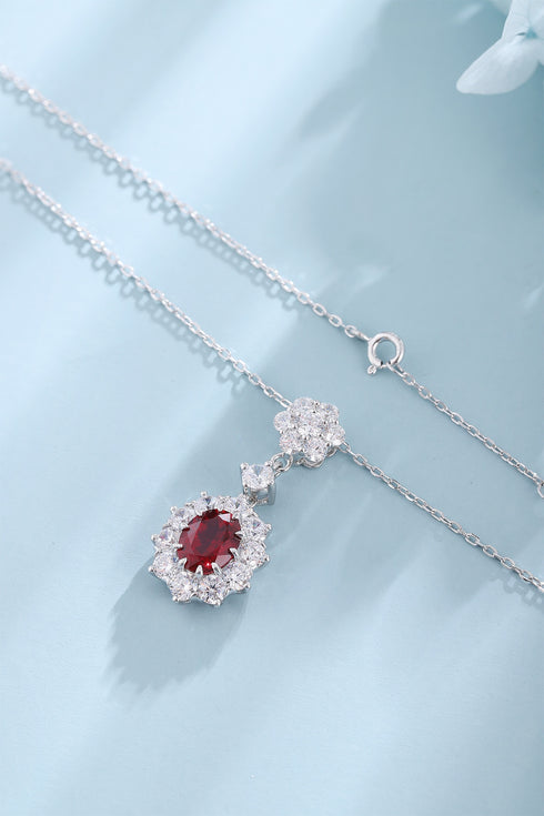 S925 Silver Cultivated Ruby Necklace W (JRURN017Y)