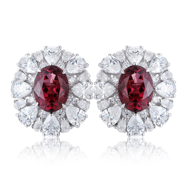 s925 silver natural garnet earrings W