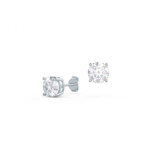 Pair of diamond stud earrings on a white background with Better Star logo.