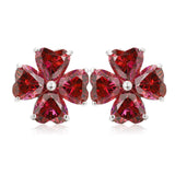 S925 silver red zircon earrings 3g