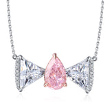 S925 Silver Pink Zirconia water drop necklace (NPSP92122)